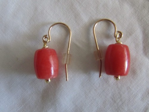Pretty coral drop - , earrings