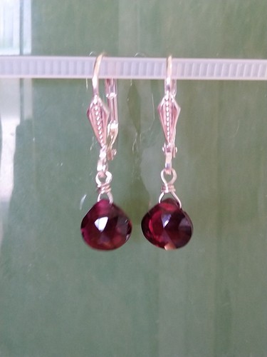 Garnet drop earrings silver - garnet,