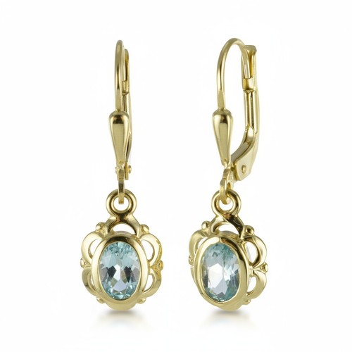 Earrings blue topaz 333 - , gold