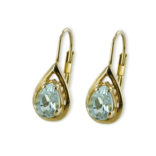 Earrings blue topaz - 333, gold