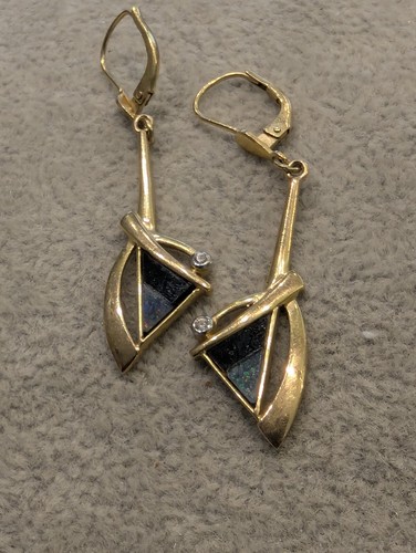 Earrings 375 yellow gold with - 375,